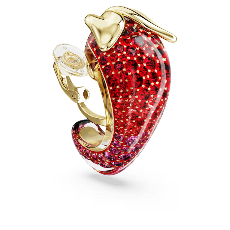 Idyllia clip earrings Red, 18K gold finish